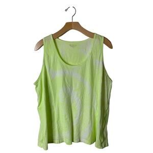 Athleta Organic Daily Printed Tank in Sunburst Bright Green Plus Size 1X